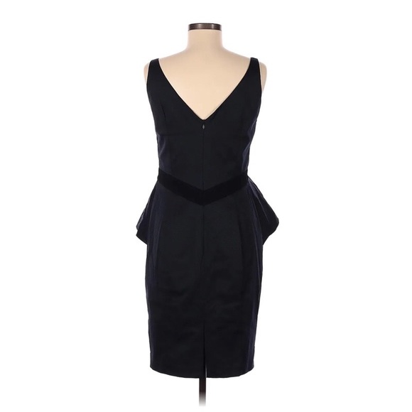 Piazza Sempione Navy V-Neck Cocktail Dress with Peplum - Size 44 / US 8 - Picture 2 of 6